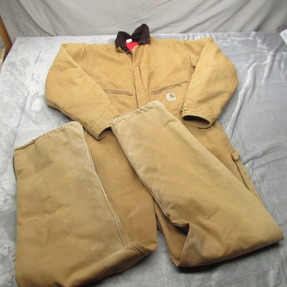 Carhartt Bibs Men 46L (42x30 Actual) Insulated Work Coverall Duck Canvas VTG USA